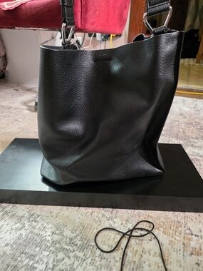 AllSaints Black Pebbled Leather Hobo Bag